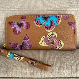 Women’s Floral Zip Around Clutch Card Holder Organizer Wristlet Wallet Strap